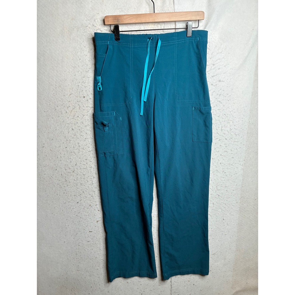Carhartt Liberty Scrub Pants Teal Blue Cargo Straight Leg Drawstring Mens Medium